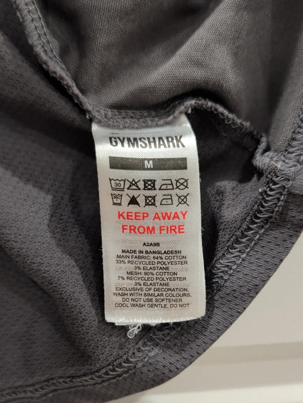 Gymshark Mens Grey Racerback Tank Top Shark Logo Athletic Gym Shirt Medium M